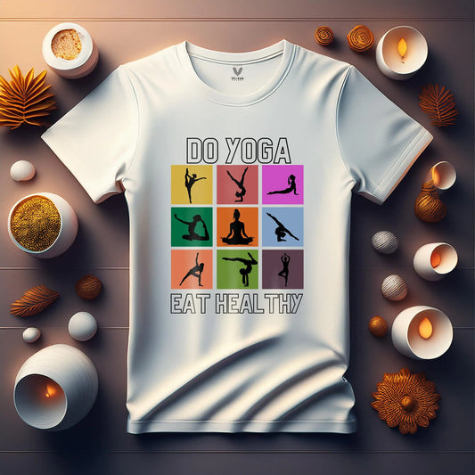 Do Yoga, Eat Healthy Unisex T-Shirt by Velour Trends Velour Trends